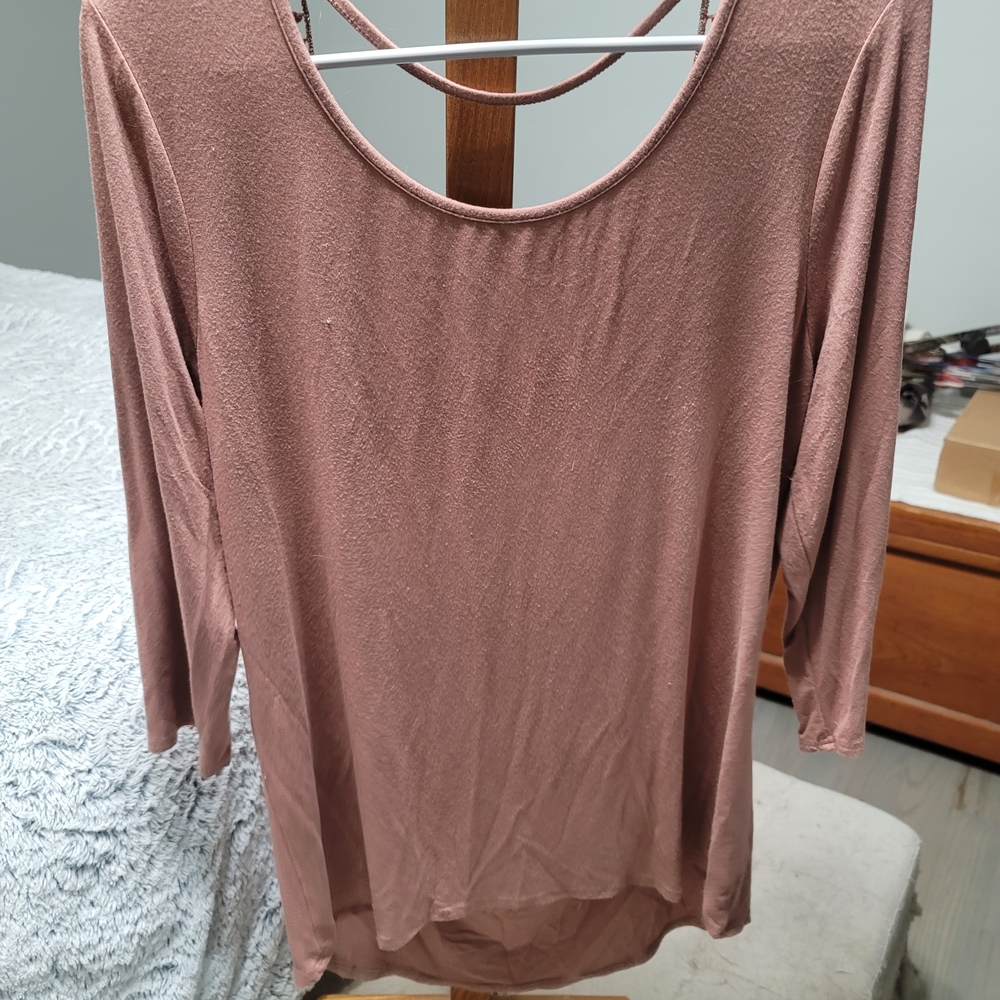 BKE Dusty Rose Long Sleeve Top